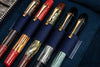 Galen Leather Pen Case Zippered 10 Slots in Crazy Horse Navy Blue Pen Case