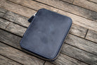 Galen Leather Pen Case Zippered 10 Slots in Crazy Horse Navy Blue Pen Case