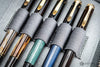 Galen Leather Pen Case Zippered 10 Slots in Crazy Horse Smokey Grey Pen Case
