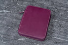 Galen Leather Pen Case Zippered 10 Slots in Purple Pen Case