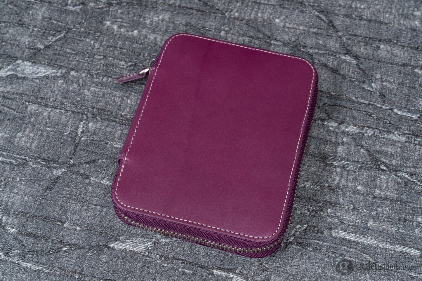 Galen Leather Pen Case Zippered 10 Slots in Purple Pen Case