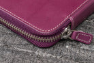 Galen Leather Pen Case Zippered 10 Slots in Purple Pen Case