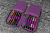 Galen Leather Pen Case Zippered 10 Slots in Purple Pen Case