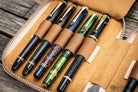 Galen Leather Pen Case Zippered 10 Slots in Undyed Leather Pen Case