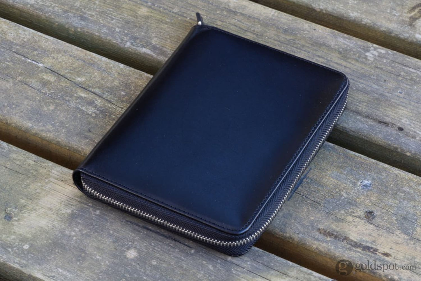 Galen Leather Pen Case Zippered 5 Slots in Black Pen Case