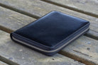 Galen Leather Pen Case Zippered 5 Slots in Black Pen Case