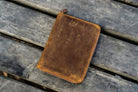Galen Leather Pen Case Zippered 5 Slots in Crazy Horse Brown Pen Case