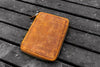 Galen Leather Zippered A5 Notebook Folio in Crazy Horse Brown Pen Case