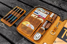 Galen Leather Zippered A5 Notebook Folio in Crazy Horse Brown Pen Case
