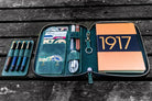 Galen Leather Zippered A5 Notebook Folio in Crazy Horse Forest Green Pen Case