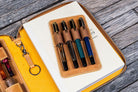 Galen Leather Zippered A5 Notebook Folio in Crazy Horse Honey Ochre Pen Case