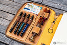 Galen Leather Zippered A5 Notebook Folio in Crazy Horse Honey Ochre Pen Case