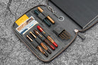 Galen Leather Zippered A5 Notebook Folio in Crazy Horse Smoky Grey Pen Case