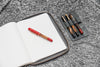 Galen Leather Zippered A5 Notebook Folio in Crazy Horse Smoky Grey Pen Case