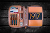 Galen Leather Zippered A5 Notebook Folio in Undyed Leather Pen Case