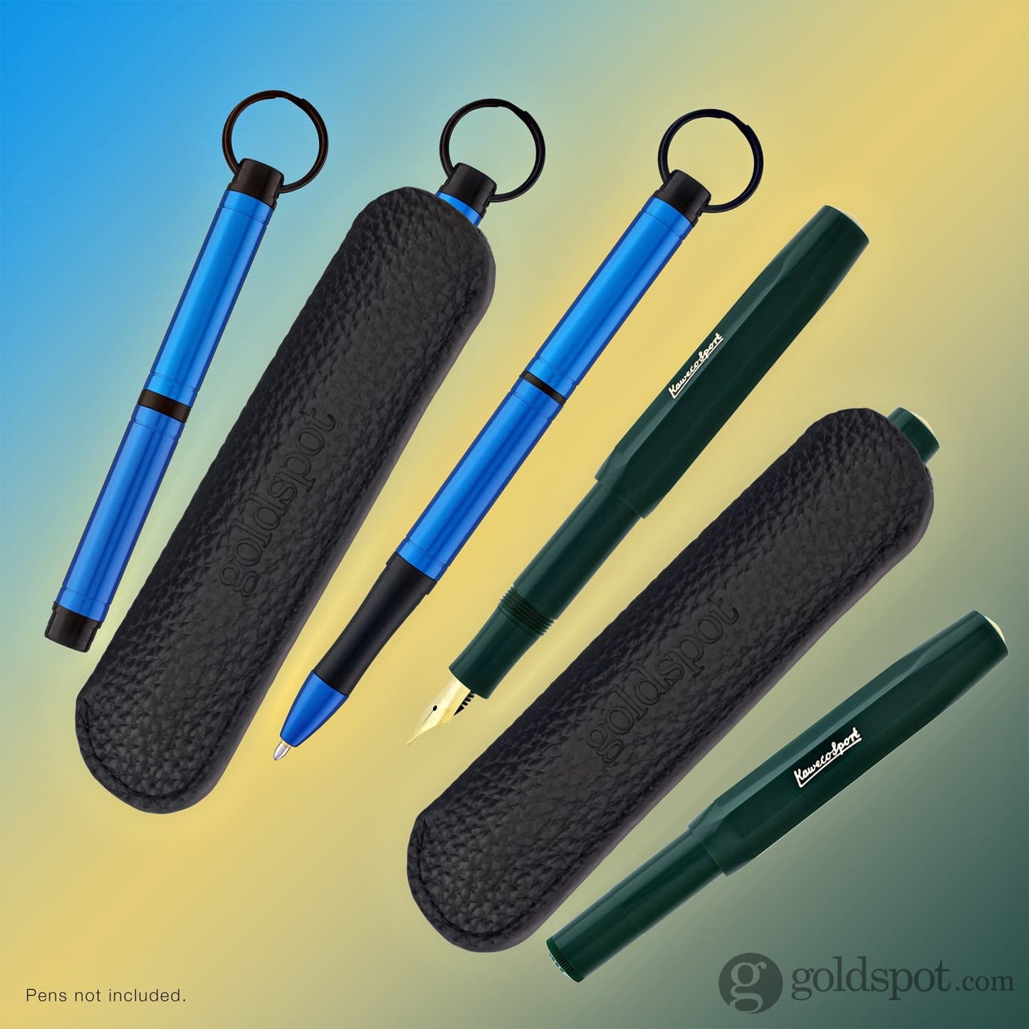 Goldspot Mini Single Pen Leather Sleeve in Pebbled Black Pen Case