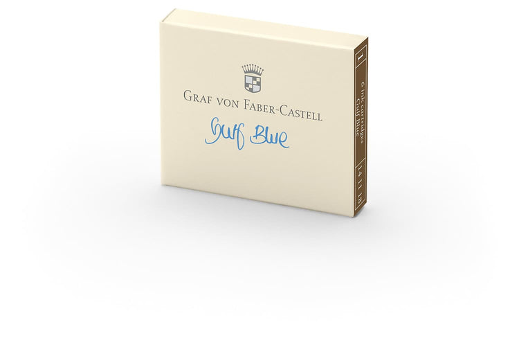 Graf von Faber-Castell Ink Cartridges in Gulf Blue - Pack of 6 Fountain Pen Cartridges
