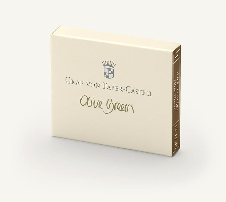 Graf von Faber-Castell Ink Cartridges in Olive Green - Pack of 6 Fountain Pen Cartridges