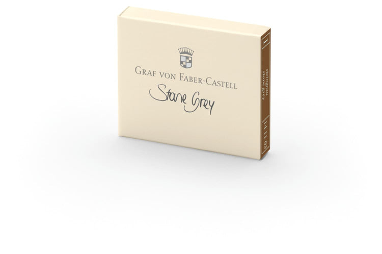 Graf von Faber-Castell Ink Cartridges in Stone Grey - Pack of 6 Fountain Pen Cartridges