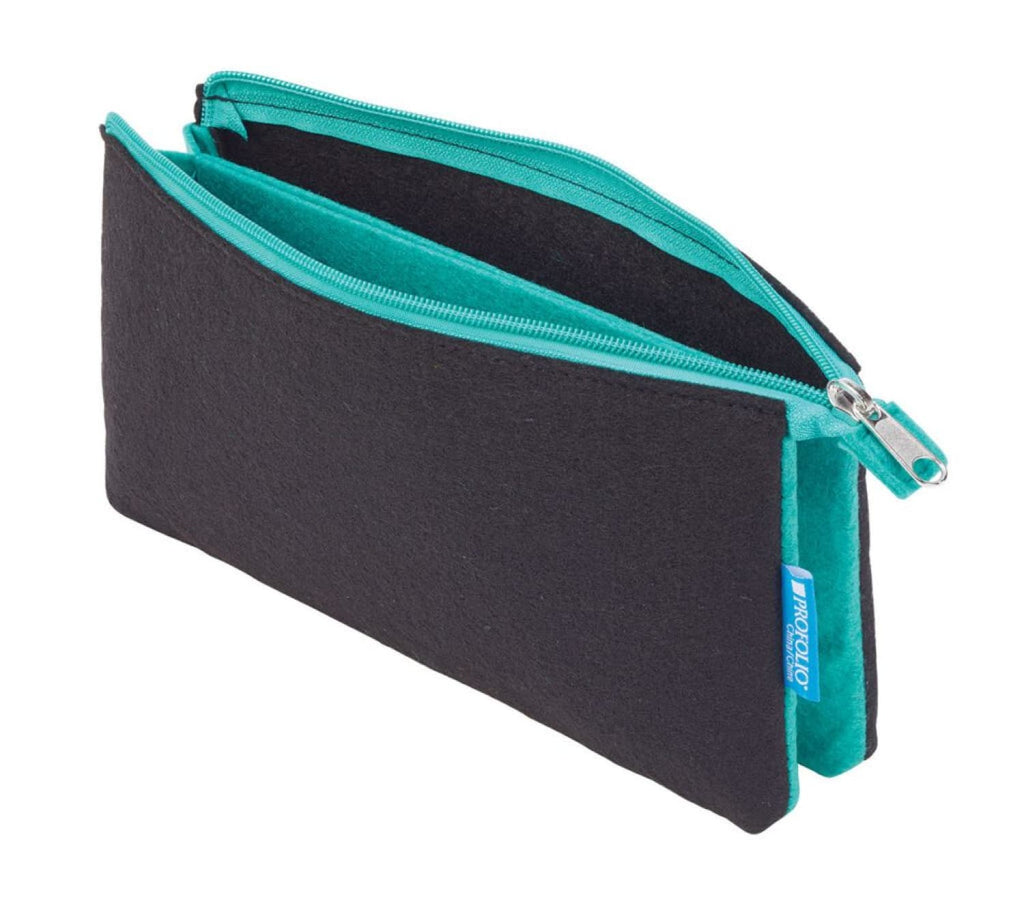 Itoya Profolio Large Midtown Pouch in Black / Wintergreen Pen Case