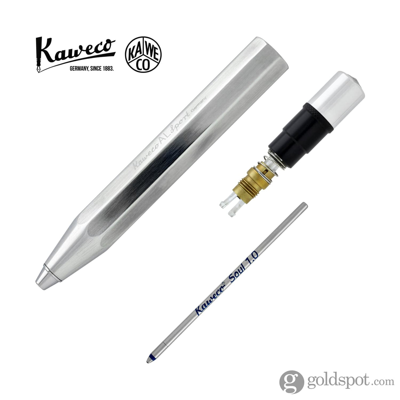 Kaweco AL Sport Ballpoint Pen in Raw Aluminum Goldspot Pens