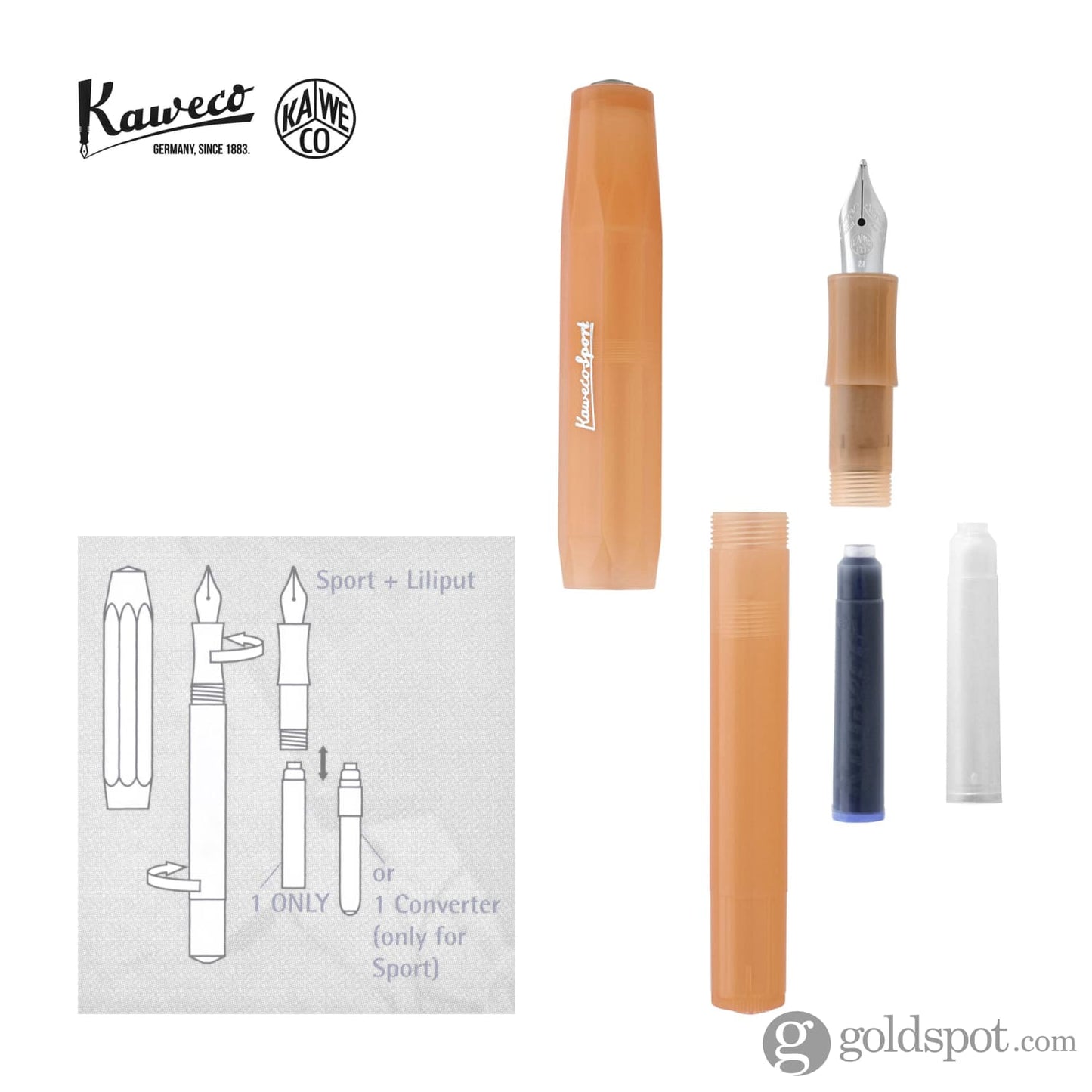 Kaweco Frosted Sport Fountain Pen in Mandarine Fountain Pen