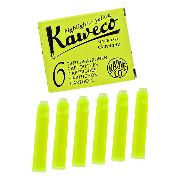 Kaweco Ice Ink Cartridges Short in Glowing Yellow - Pack of 6 Fountain Pen Cartridges