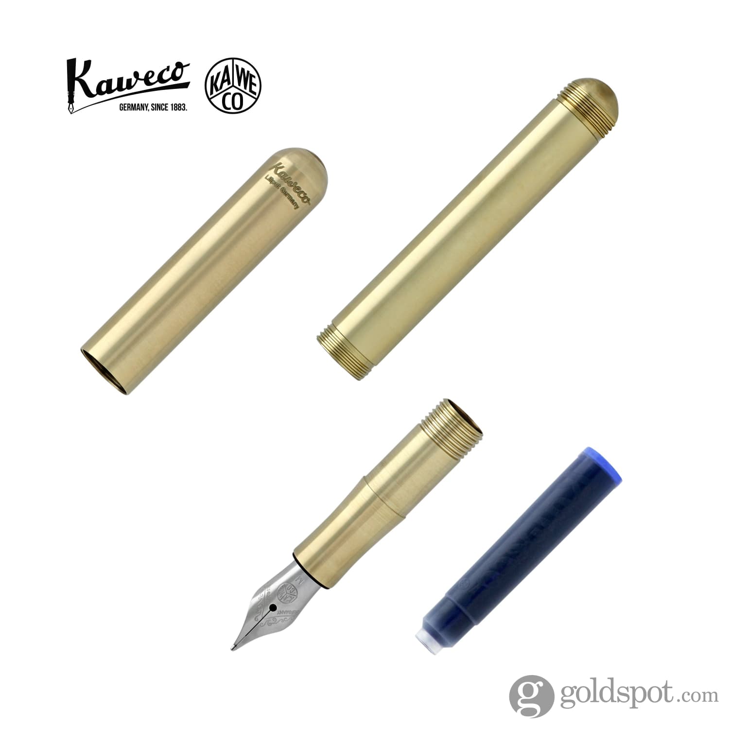 Kaweco Liliput Mini Fountain Pen in Brass - Double Broad Point