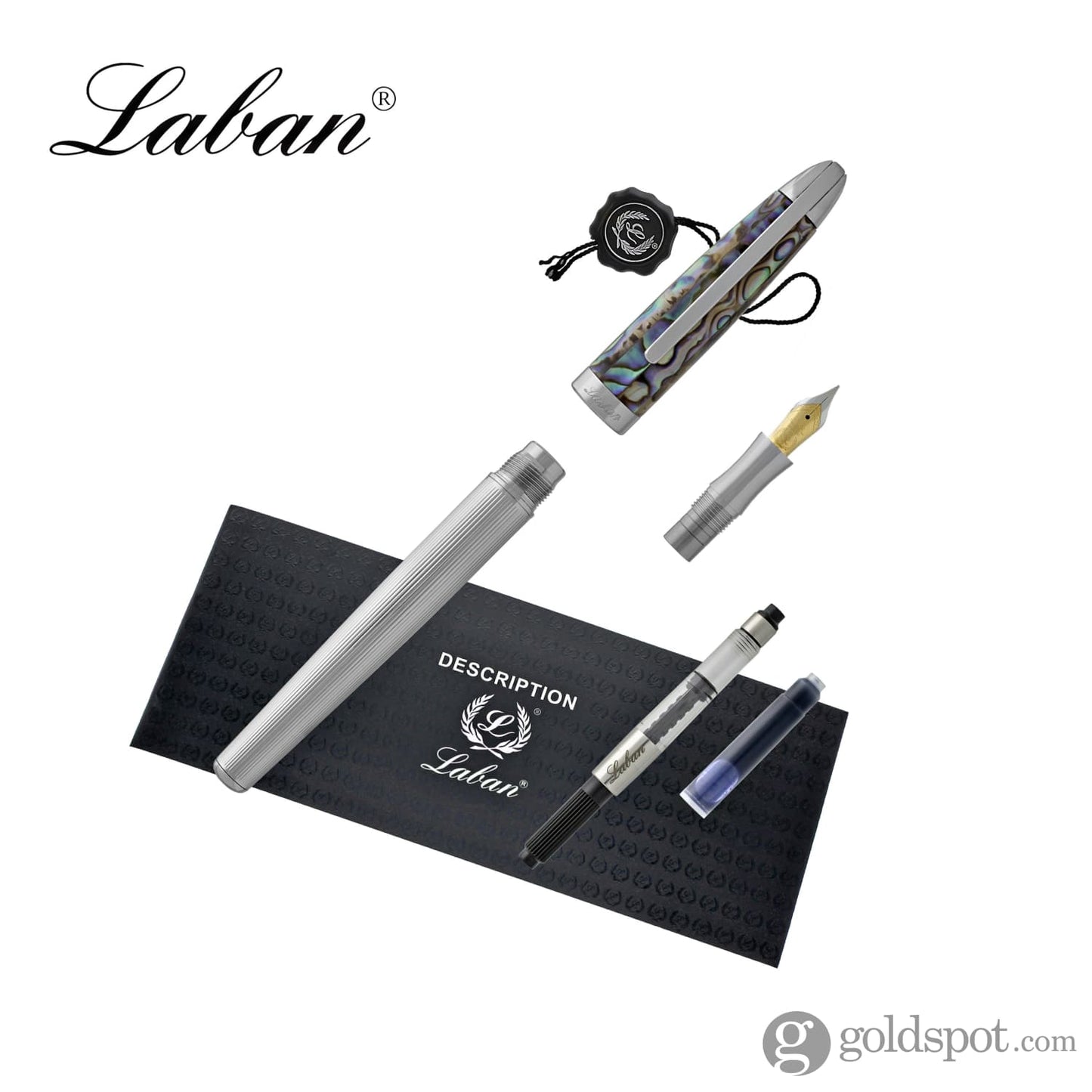Laban Abalone Fountain Pen in Lined Barrel With Abalone Cap Fountain Pen