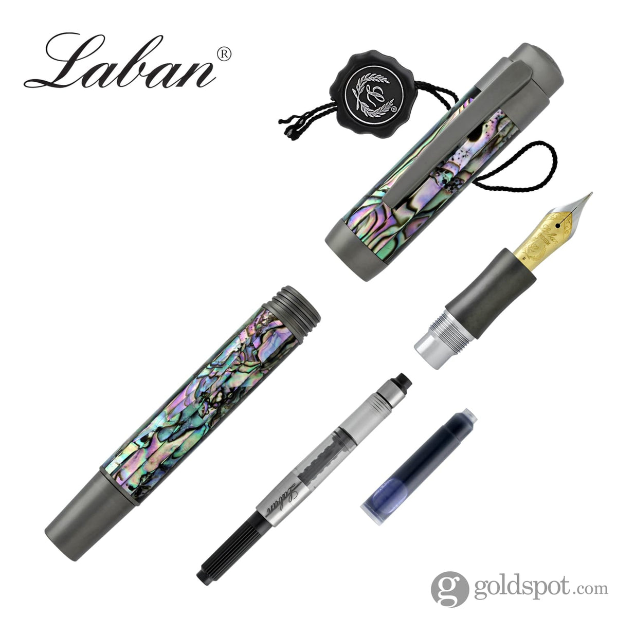 Laban Abalone Fountain Pen in New Abalone with Gunmetal Trim 
