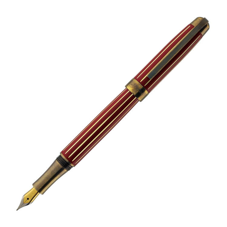 Laban Antique II Fountain Pen in Red with Gold Lines Fountain Pen