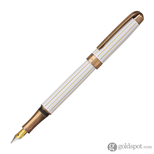 Laban Antique II Fountain Pen in White with Lines Fountain Pen