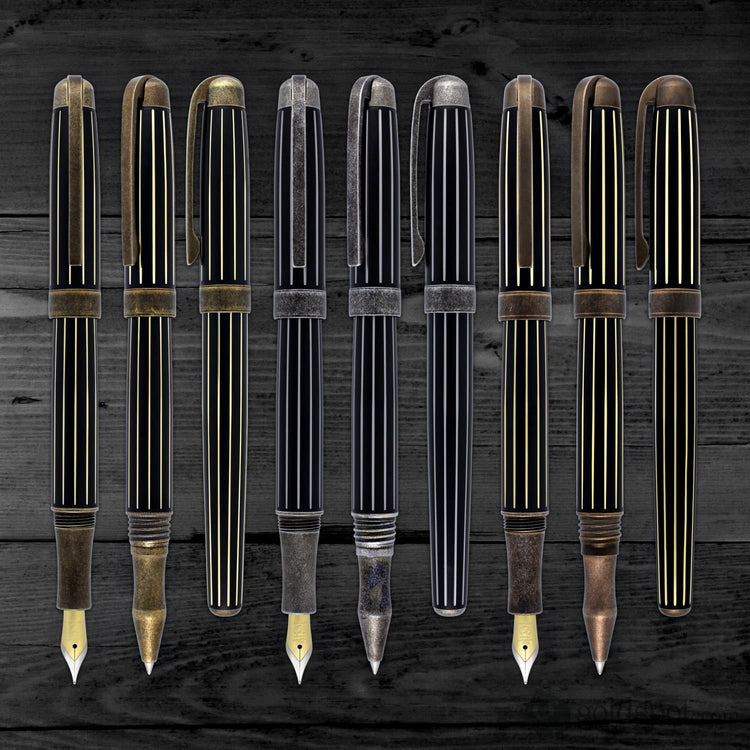 Laban Antique II Rollerball Pen in Gold with Lines Rollerball Pen