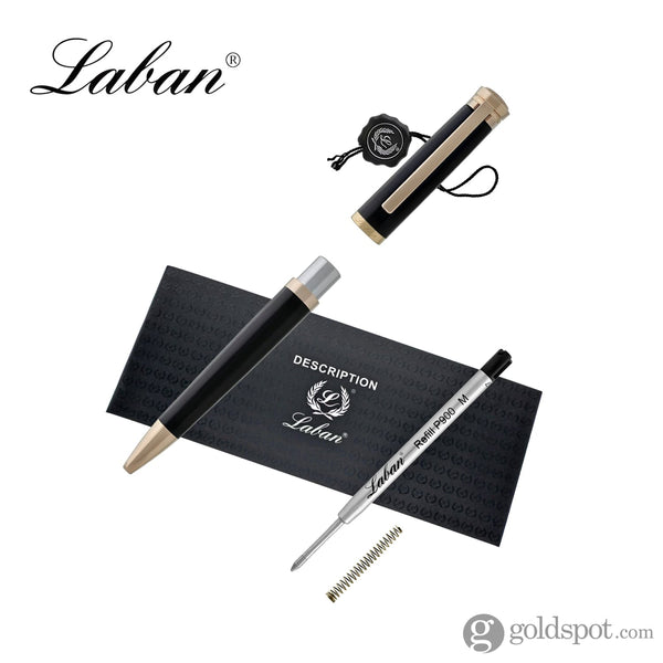 Laban Elegant Ballpoint Pen in Black with Rose Gold Trim Ballpoint Pen