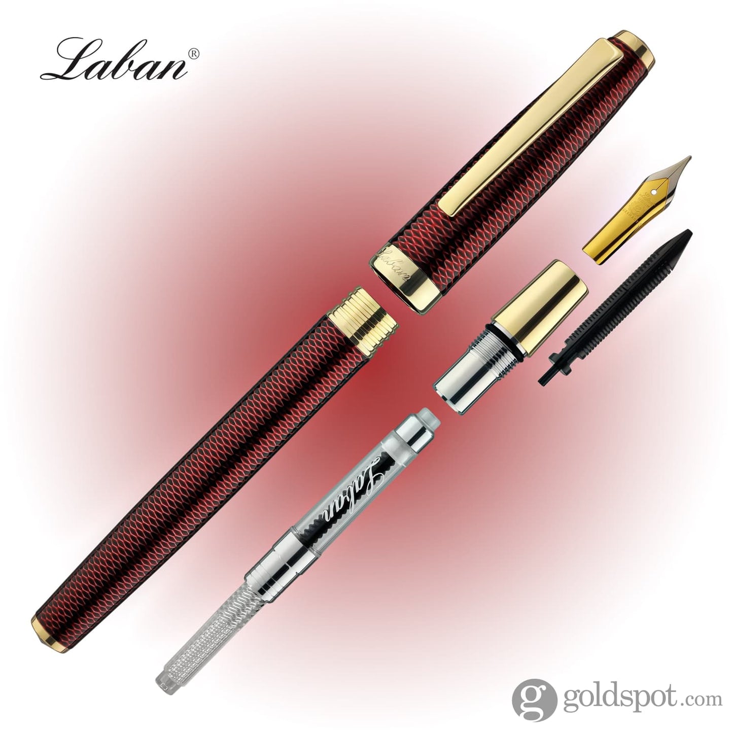 Laban 986 Guilloche Fountain Pen in Ruby Red Fountain Pen