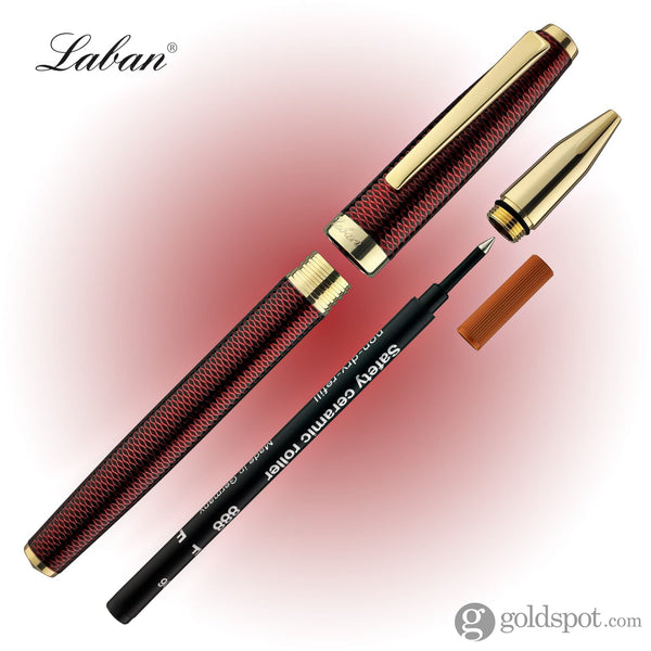 Laban 986 Guilloche Rollerball Pen in Ruby Red Rollerball Pen