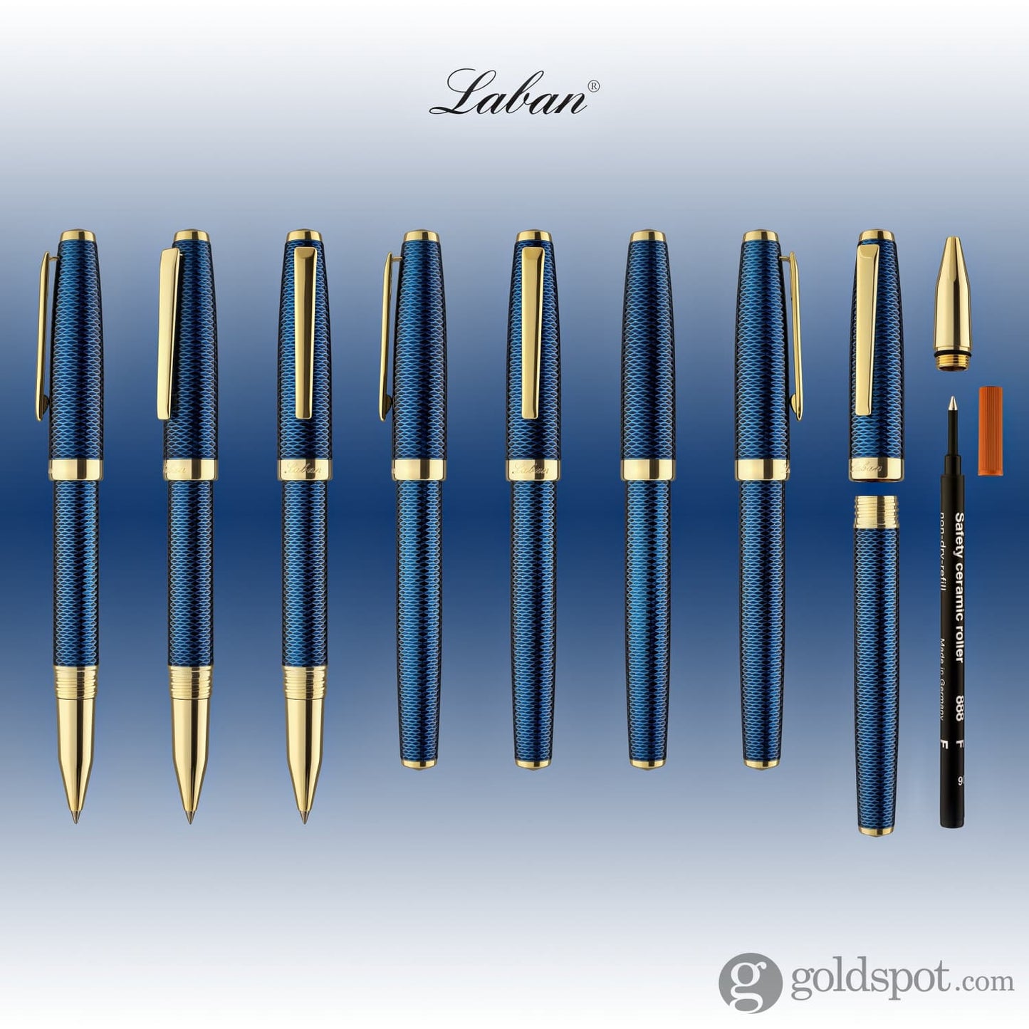 Laban 986 Guilloche Rollerball Pen in Sapphire Blue Rollerball Pen