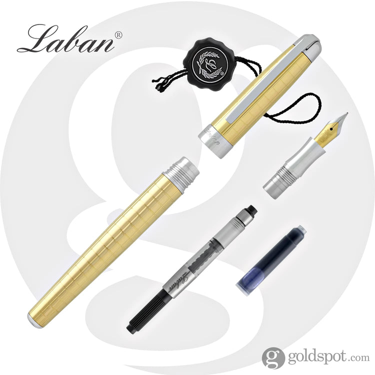 Laban Gold and Rose Gold Fountain Pen in Gold with Crisscross - Medium Point Fountain Pen