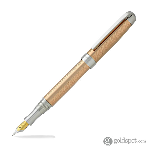Laban Gold and Rose Gold Fountain Pen Rose Gold with Guilloche - Medium Point Fountain Pen