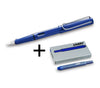 Lamy Safari Blue Fountain Pen Gift Set With Blue Ink Cartridges Gift Set