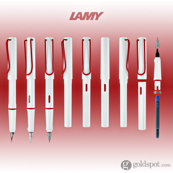 Lamy Safari Fountain Pen in Shiny White with Red Clip Fountain Pen