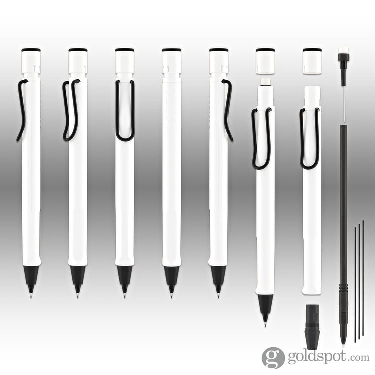 Lamy Safari Mechanical Pencil in White with Black Clip - 0.5mm Mechanical Pencils