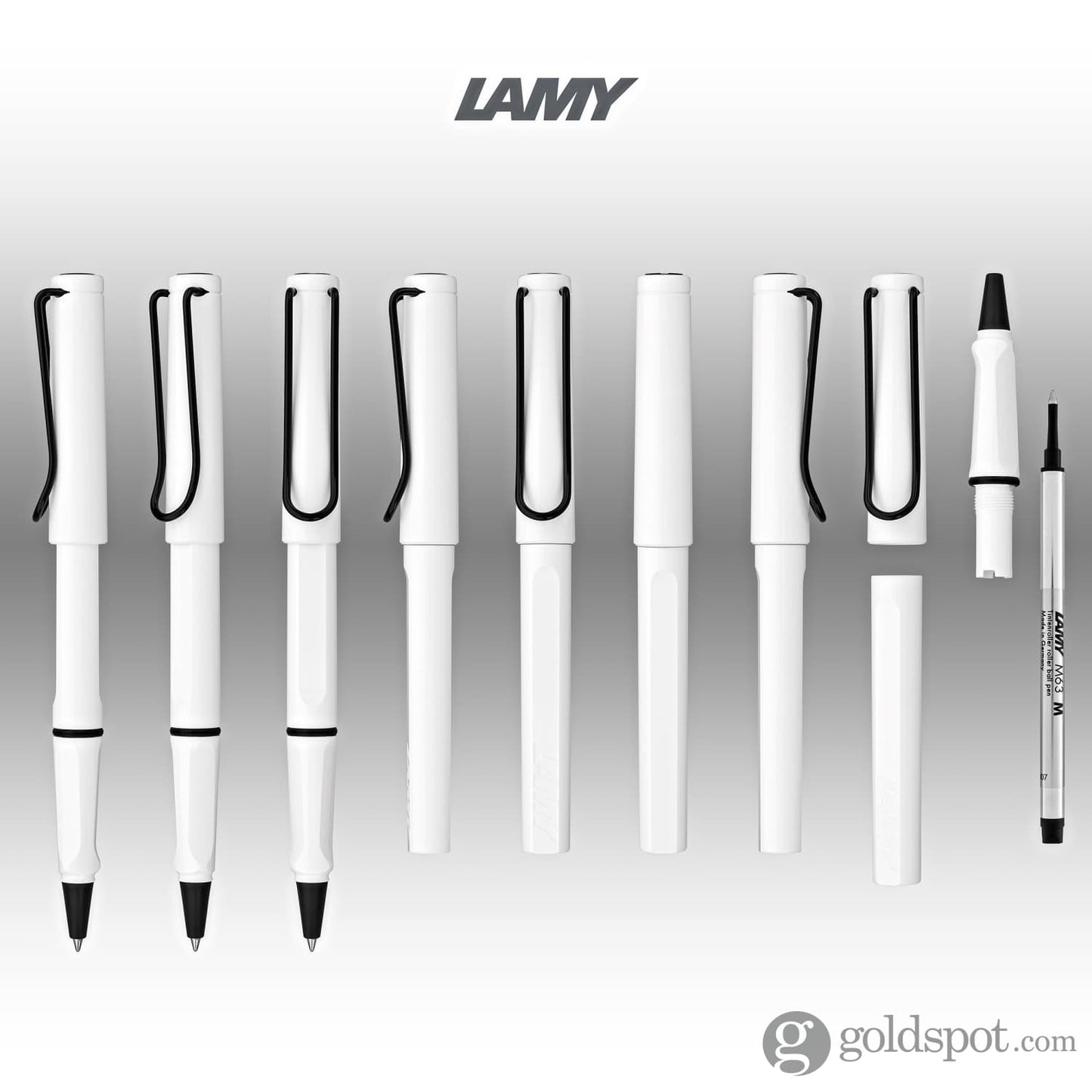 Lamy Safari Rollerball Pen in White with Black Clip 2022 Special Edition Rollerball Pen