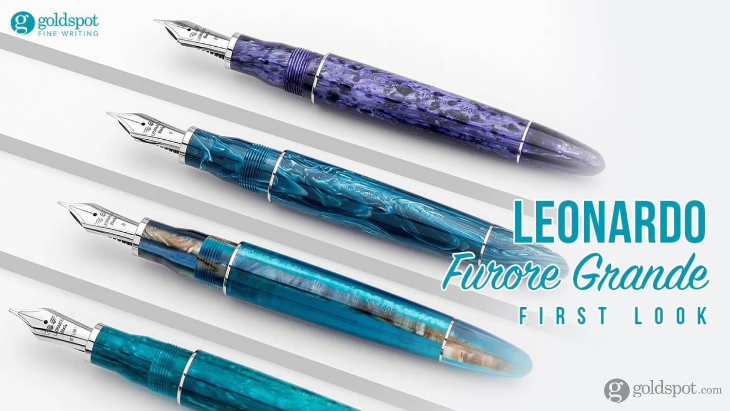 Leonardo Furore Grande Fountain Pen in Blue Positano with Rhodium