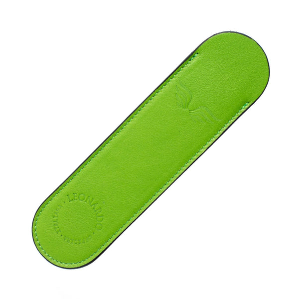 Leonardo Leather Single Pen Sleeve - Bright Green Pen Case
