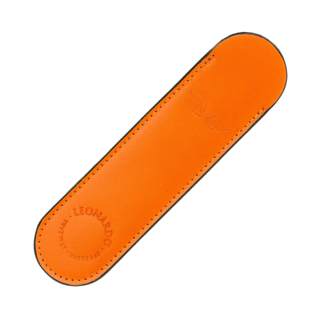 Leonardo Leather Single Pen Sleeve - Orange Pen Case