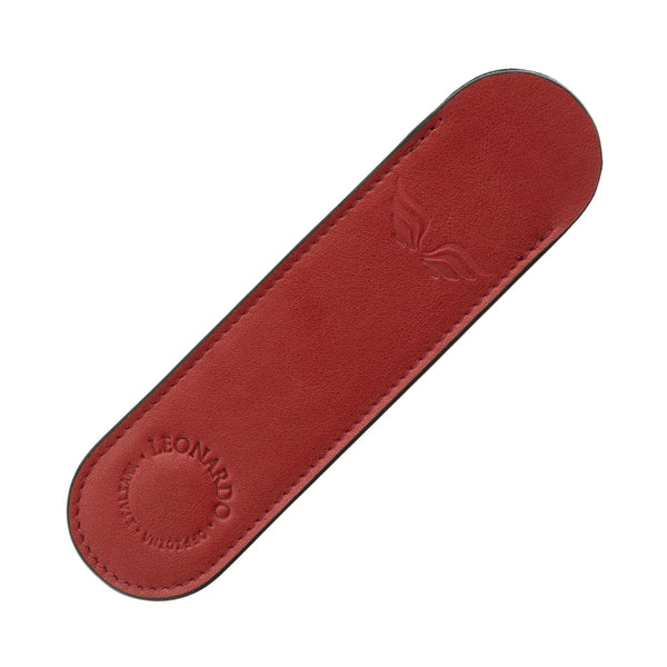 Leonardo Leather Single Pen Sleeve - Red Pen Case