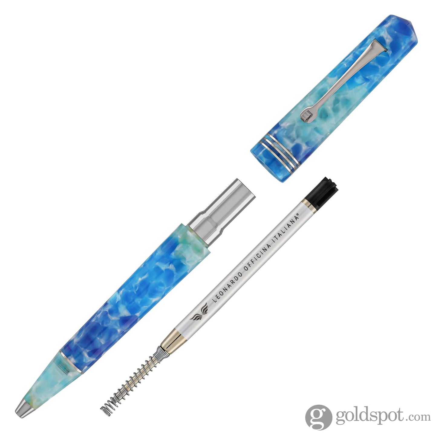 Leonardo Momento Zero Ballpoint Pen in Aloha Silver Trim Ballpoint Pens