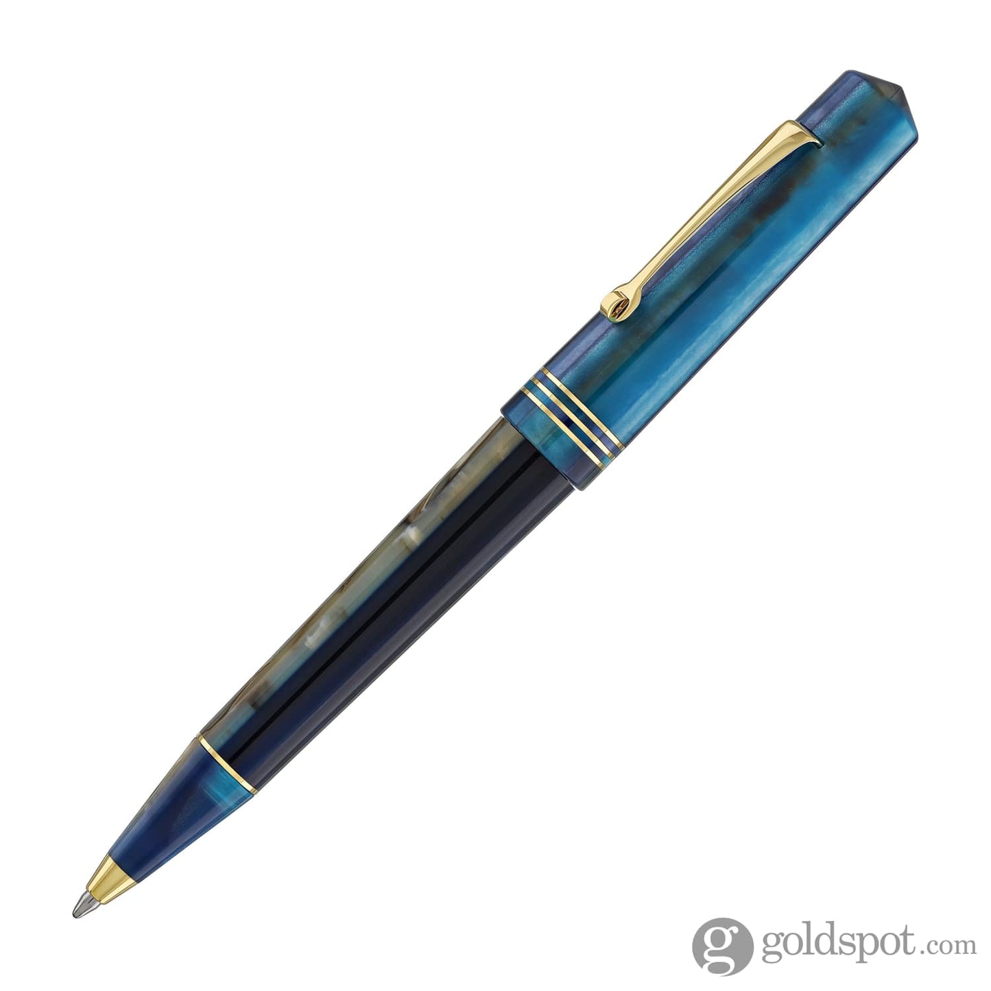 Leonardo Momento Zero Ballpoint Pen in Blue Hawaii Gold Trim Ballpoint Pens
