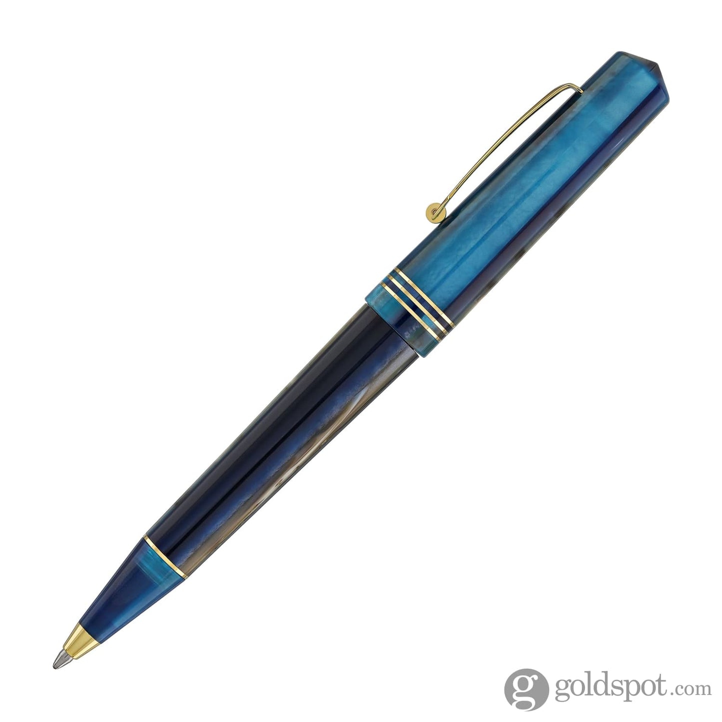 Leonardo Momento Zero Ballpoint Pen in Blue Hawaii Gold Trim Ballpoint Pens